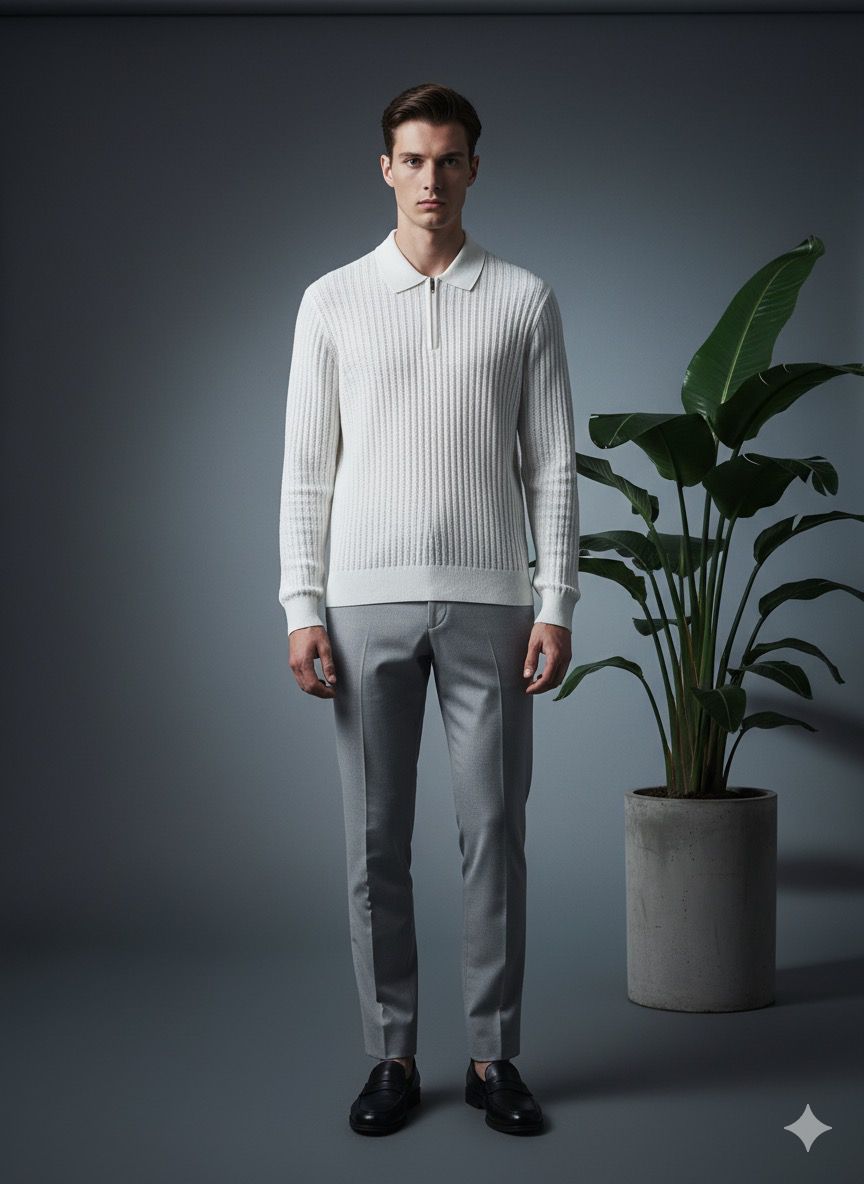 بلوزبافت خطی نیم زیپ 3117